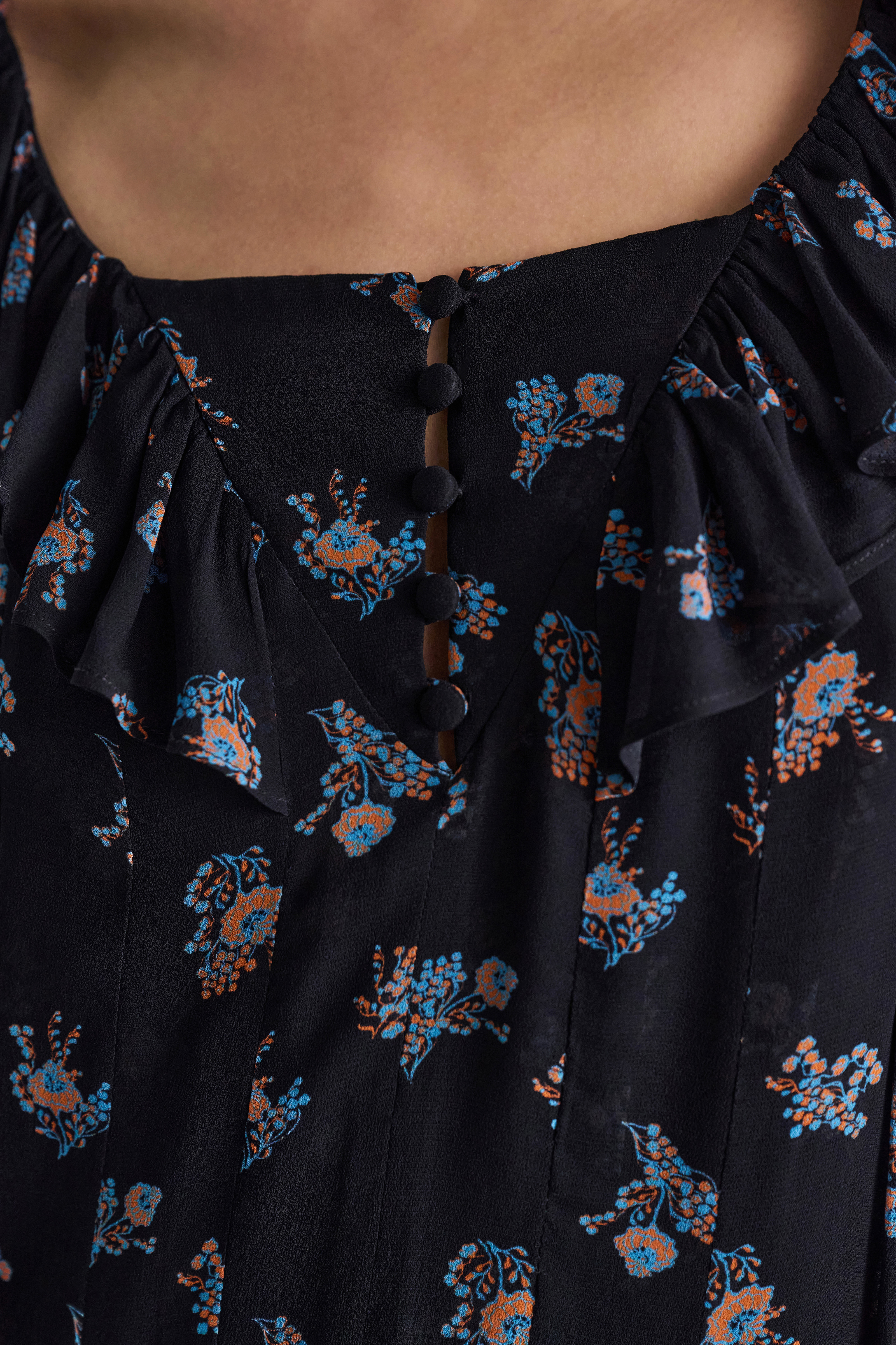 Dorothee Schumacher Printed georgette dress Little Daydream navy orange